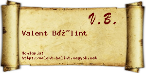Valent Bálint névjegykártya